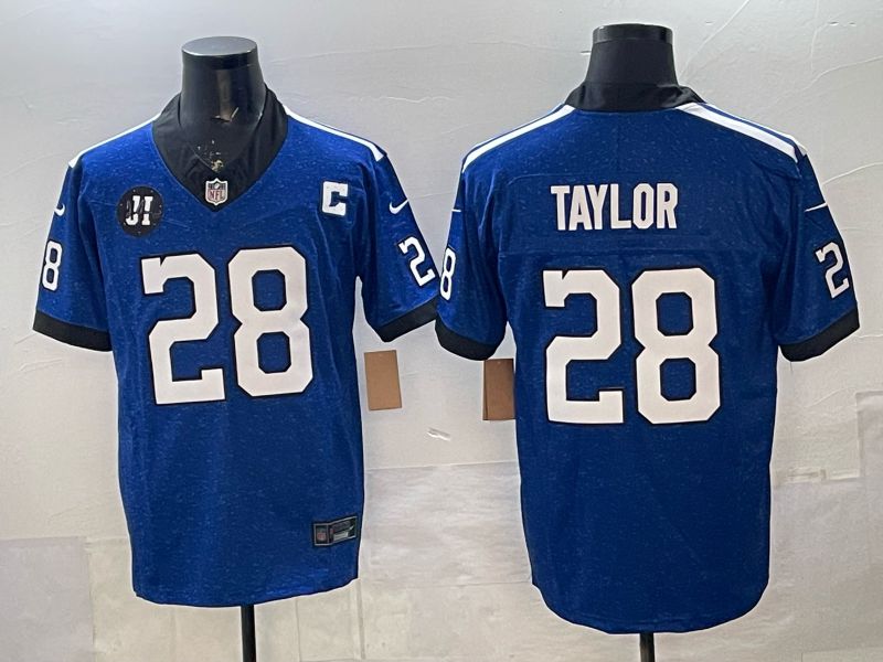 Men 2026 Indianapolis Colts #28 Taylor Blue Throwback 3th generation Nike Limited NFL Jersey style 01